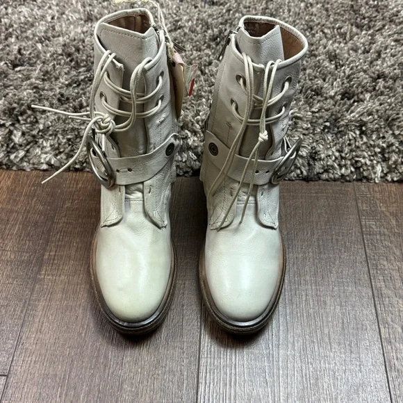 A.S.98 Faust Off-White Lace-Up Moto Leather Boots 
Size 37EU Women - Picture 5 of 16